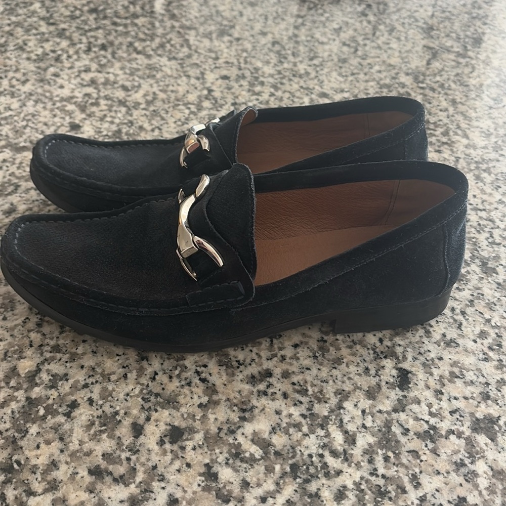 Saks 5th Avenue Men’s Size 9 Blue Suede Loafers w/ Silver Horsebit Detail